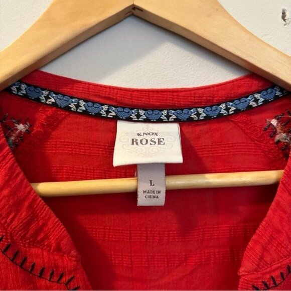 Knox Rose Bonfire Deep V Empire Waist Embroidered Midi Dress Red Size Large - Picture 11 of 14